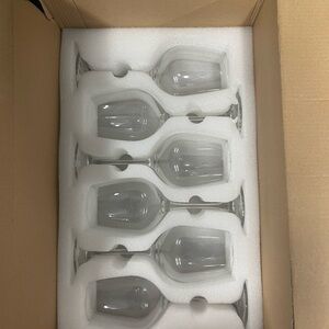 Set of Six Clear Wine Glasses